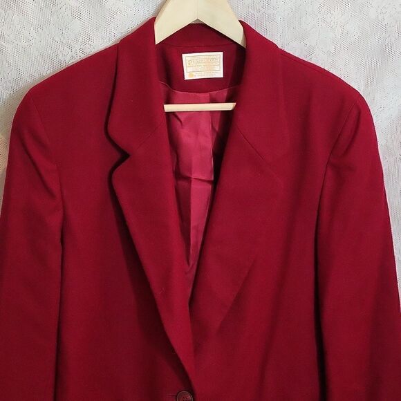 Pendleton Virgin Wool Red Single Breasted Blazer Size 12, Vintage - Picture 4 of 9